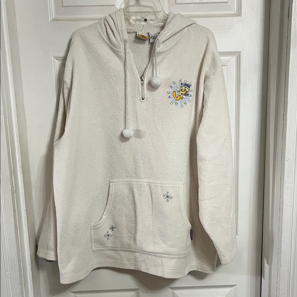 Warner Bros. Cream Hooded Sweater with Character Embroidery